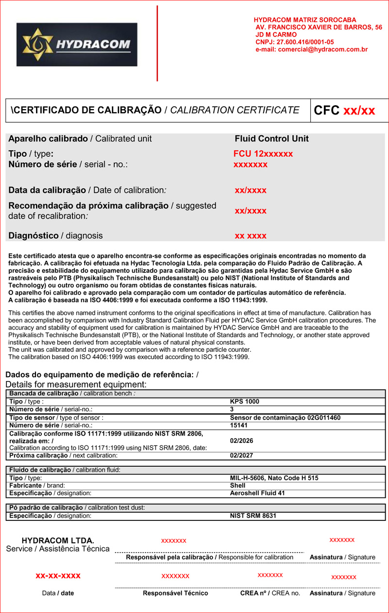 Serviços de Calibração Hydracom